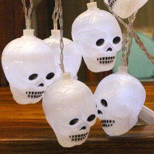 🌼 NEW Scary Ambience White Skull String Lights